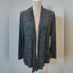 Wet Seal Black Grey Stretch Knit Lightweight Open Front Cardigan Juniors Small